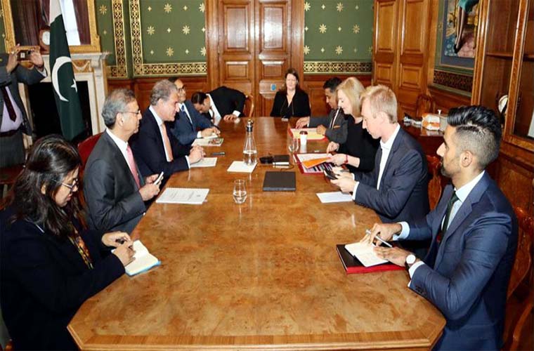 FM presents dossier on Indian war crimes in IOJK to his British counterpart