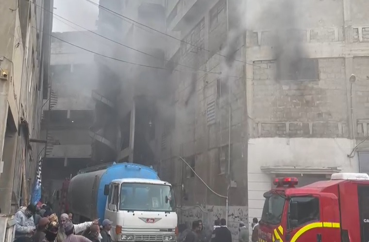 A fire broke out at a textile factory in SITE Area:Karachi